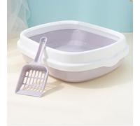 VELATEMOR Cat Poop Basin Thickened Semi Enclosed Cat Litter Pan Comfortable Environment Easy Clean Premium PP Material for Health (S)