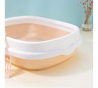 VELATEMOR Cat Poop Basin Thickened Semi Enclosed Cat Litter Pan Comfortable Environment Easy Clean Premium PP Material for Health (S)