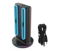 VELATEMOR Charging Dock Fit for 2, 4 Controllers Simultaneous Charging, Replacement Controller Charger Stand with 9 RGB Lighting Effects for 2