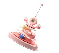 VELATEMOR Feather Toy for Cats Easy Assembly 3 Ball Tracks Safe and Durable for the Whole Family Indoors Material: PP (Pink)