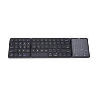 VELATEMOR Foldable Bluetooth Keyboard with Touchpad & Number Pad, Tri Fold Bluetooth Keyboard, Rechargeable Full Size Keys Folding Wireless for Laptop PC Tablets (Black)