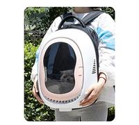 VELATEMOR Pet Backpack Large Transparent Skylight Design Breathable Cat Carrier Bag for Outdoor Travel ABS PP Oxford Cloth Material (Pinkish)