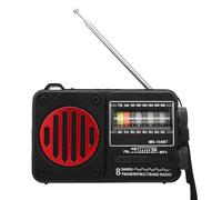 VELATEMOR Portable AM FM SW Radio Bluetooth Retro Vintage Classic Style with USB Rechargeable Memory Card Support for Home Camping Emergency (Black Red)