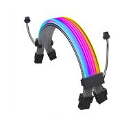 VELATEMOR RGB Power Supply Cables Kit, 18AWG PSU Extension Cable, 2 X 8 Pin PSU Extension Cable Kit, Double LED Light RGB PSU Cables for 24 Pin Motherboard Extension (Black)