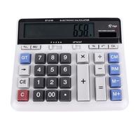 VELATEMOR Solar Powered Calculator 12 Digit High Sensitivity Slim Design Office Calculator for Fast Calculation Suitable for Business People ABS Plastic AA Battery 1 Pc