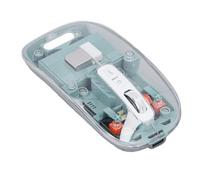 VELATEMOR Transparent Mouse, Metal Displacement Portable Portable Silence DPI Wireless Mouse Rechargeable BT1 BT2 2.4GHZ for Laptop (Green)