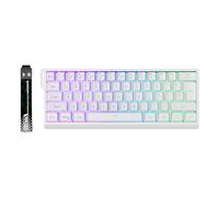 VELATEMOR Tri Mode 60% Wireless Keyboard, RGB Backlit Compact Mechanical Feel Keyboard for Gaming & Office, Portable Travel Keypad with Detachable Cable (White)
