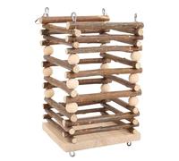 VELATEMOR Wooden Rabbit Feeder Cage for Small Animals, Durable and Spacious Rack for Guinea Pigs, Chinchillas, and Hamsters, Pine Wood 4x4x7 Inches