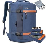 Velaybor 42L Travel Backpack with 4 Packing Cubes, Flight Approved Carry-On Bag with USB Charging Port, Water-Resistant Weekender Business Backpack for Men Women, Fits 17.3" Laptop (Blue)