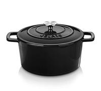 Velaze Casserole Dishes, Dutch Oven, Non Stick Dutch Oven Pot, Round Casserole Dishes with Lids Oven Proof, 22.7cm/6L(Black)