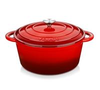 Velaze Casserole Dishes, Dutch Oven Pot, Heavy-Duty Round Cast Iron Pot, Cast Iron Braiser With Lid, Non Stick Dutch Oven Cookware, 28.7cm/7.5L(Red)