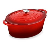 Velaze Cast Iron Casserole Dish with Lid, Non-Stick Cast Iron Dutch Oven for Home Baking, Braiser, Cooking,34cm/7.5L(Red)