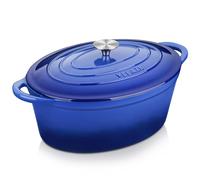 Velaze Cast Iron Enamel Cooking Pot,Non Stick Dutch Oven Pot,Casserole Dishes with Lids Oven Proof,Non-Stick Enameled Dutch Oven for All Cooktops 34cm/7.5L(Blue)