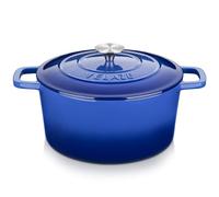 Velaze Cast Iron Pot with Lid,Enameled Cast Iron Covered Round Dutch Oven, Sturdy Dutch Oven Cookware, 25.6cm/6L(Blue)