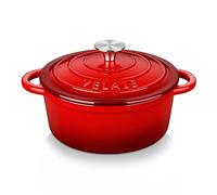 Velaze Dutch Oven, Classic Red Enamel Dutch Oven, Non Stick Enamel Coating, Good Sealing, Lightweight, for All Heat Source, Pot's Body Cast Iron Soup Pot 2.5 L(Red)