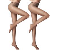 VELBGER Sheer Tights for Women, Silk Stockings, High Waist Pantyhose, High-density 15 Denier Control Top Shaping Tights Women 2Pairs/Pack (Black, Nude, Brown)