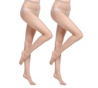 VELBGER Sheer Tights for Women, Silk Stockings, High Waist Pantyhose, High-density 15 Denier Control Top Shaping Tights Women 2Pairs/Pack (Black, Nude, Brown)