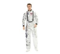 Velcoxplay Men's Astronaut Costume Space Trailer Astronaut Suit Spaceman Jumpsuit Outfit Silver M