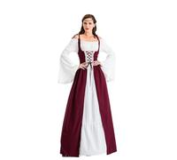 Velcoxplay Women's Renaissance Dress, Medieval Queen Costume, Maxi Dress, Red, S