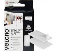 VELCRO Brand 2pk Heavy Duty White Hook & Loop Strips 50x100mm - Self-Adhesive, Pre-Cut, Holds Up to 7kg, No Tools