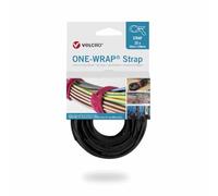 Velcro® Brand Fire Retardant ONE-WRAP® Cable Ties 20mm x 200mm - Black | Reusable Hook & Loop Fastener Straps for Cable Management (25 Pack) - VEL-OW64502
