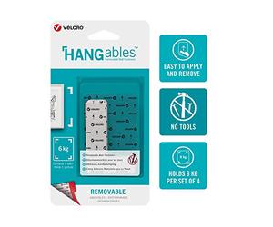 VELCRO® Brand | HANGables® Removable Picture Hanging Corners | Strong Self Adhesive Damage Free Sticky Corners for Picture Hanging, Room Décor & Home Improvement | White | Holds up to 6kg | Set of 4