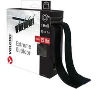 VELCRO Brand | Heavy Duty Extreme Outdoor Stick On Tape | Cut-to-Length Industrial Extra Strong Double Sided Hook & Loop Self Adhesive Tape | Perfect for Home, Office, Garage Use | Black | 6m x 25mm