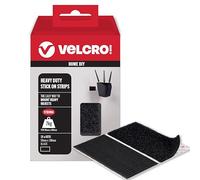 VELCRO Brand | Heavy Duty Stick On Strips | Industrial Strength Double Sided Hook & Loop Self Adhesive Strips Perfect for Room Décor & Home, Office, Garage Use | Black | 50mm x 100mm | Set of 15