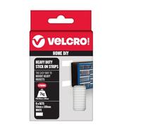 Velcro Brand Heavy Duty Stick On Strips, White 50mm x 100mm, Set of 8