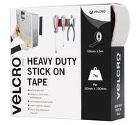 VELCRO Brand - Heavy Duty Stick On | Superior Holding Power Indoors & Outdoor Use | 50mm x 5m Tape | White