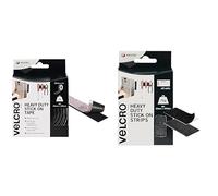 VELCRO Brand Heavy Duty Stick On Tape, Black 50mm x 1m + Heavy Duty Strips, Set of 8.