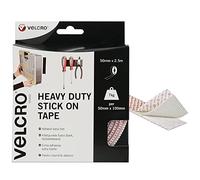 VELCRO Brand Heavy Duty Stick On Tape Cut-to-Length Industrial Strength Double Sided Hook & Loop Self Adhesive Tape Perfect for Room Décor & Home, Office, Garage Use White 50mm x 2.5m