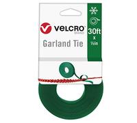 VELCRO Brand Holiday Garland Ties or Cable Straps | Hang Garlands, Lights or Wreath | for Banister, Railings, Stairs or Lamp Posts | 30ft Roll Cut to Custom Length | Green