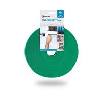 Velcro® Brand ONE-WRAP® Hook and Loop Back to Back Strapping 1cm Wide 25 Metres Roll (Green) | Multiples Sent as Continuous Length