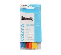 VELCRO Brand VEL60250 Velcro Adjustable Ties (5), Multi-Colour, 12mm x 20cm-5Pk, Set of 5 Pieces