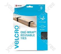 VELCRO® Brand | One-Wrap Reusable Ties | Multi-Purpose Ties Perfect Desk Accessories for Cable Management & Home Improvement | Black | 30mm x 15m