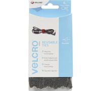 VELCRO® Brand ONE-WRAP® Reusable Ties | 12mm x 20cm in Black | Brand Cable Ties, Multi-Purpose Ties Perfect Desk Accessories for Cable Management & Home Improvement
