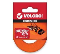 VELCRO Brand | ONE-WRAP Reusable Ties | Multi-Purpose Ties Perfect Desk Accessories for Cable Management & Home Improvement | 20mm x 2.5m Orange