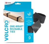 VELCRO® Brand | One-Wrap Reusable Ties | Multi-Purpose Ties Perfect Desk Accessories for Cable Management & Home Improvement | Black | 30mm x 15m
