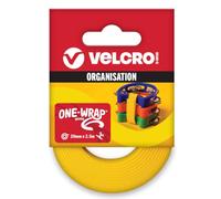 VELCRO Brand | ONE-WRAP Reusable Ties | Multi-Purpose Ties Perfect Desk Accessories for Cable Management & Home Improvement | 20mm x 2.5m Yellow