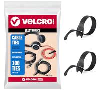 VELCRO Brand Reusable Cable Ties, Pack of 100, 6 Inch Cable Management Ties, Cable Wraps for Electrical Cables, Black