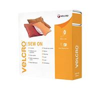 VELCRO Brand | Sew on Fabric Tape | Cut-to-Length Strong Hook & Loop Self Adhesive Tape Perfect for Crafting, Clothing Repairs & Hemming | White | 50mm x 10m