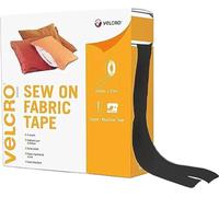 VELCRO Brand | Sew on Fabric Tape | Cut-to-Length Strong Hook & Loop Self Adhesive Tape Perfect for Crafting, Clothing Repairs & Hemming | Black | 50mm x 10m