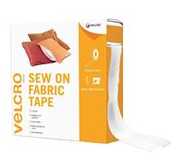 VELCRO Brand | Sew on Fabric Tape | Cut-to-Length Strong Hook & Loop Self Adhesive Tape Perfect for Crafting, Clothing Repairs & Hemming | White | 20mm x 25m