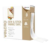 VELCRO® Brand | Sew & Stick Fabric Tape | Cut-to-Length Strong Hook & Loop Self Adhesive Sticky Tape Perfect for Crafting, Clothing Repairs & Hemming | White | 20mm x 10m