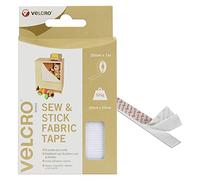VELCRO Brand | Sew & Stick Fabric Tape | Cut-to-Length Strong Hook & Loop Self Adhesive Sticky Tape Perfect for Crafting, Clothing Repairs & Hemming | White | 20mm x 1m