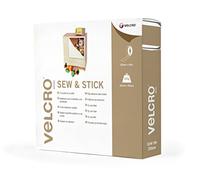 VELCRO® Brand | Sew & Stick Fabric Tape | Cut-to-Length Strong Hook & Loop Self Adhesive Sticky Tape Perfect for Crafting, Clothing Repairs & Hemming | White | 20mm x 25m