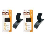 VELCRO Brand Sleek & Thin Sew on Fastener for Fabrics Strong Hook & Loop Self Adhesive Fastener Perfect for Crafting, Clothing Repairs & Hemming, Black, 19mm x 60cm (Pack of 2)