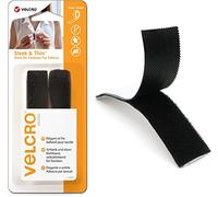 VELCRO Brand Sleek & Thin Stick On Fastener for Fabrics Strong Sticky Hook & Loop Self Adhesive Fastener Perfect for Crafting, Clothing Repairs & Hemming Black 19mm x 60cm