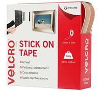 VELCRO Brand Stick On Beige, Hook and Loop Tape Self Roll 20mm x 10m. Cut-to-Length Strong and Secure Adhesive Strips. Perfect Home, Office and Garage Fasteners Solution